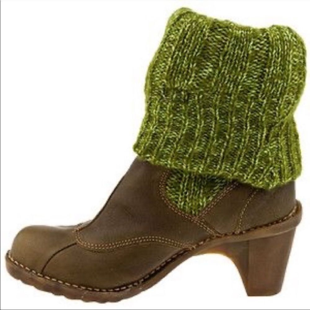 EL NATURALISTA Wool Slouchy Sock Winter Leather Boots Heel Brown Green 40 - Picture 2 of 14